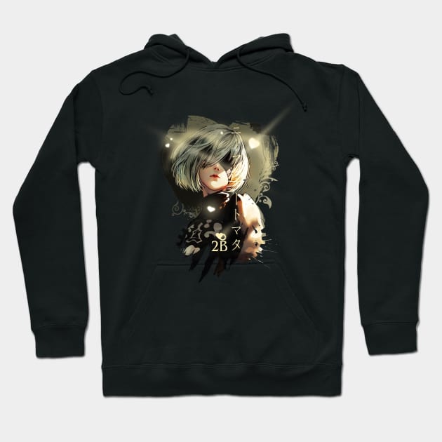 Nier Automata 2B heart love Hoodie by stingi